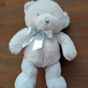 Plush Light Blue Teddy Bear with Satin Bow
